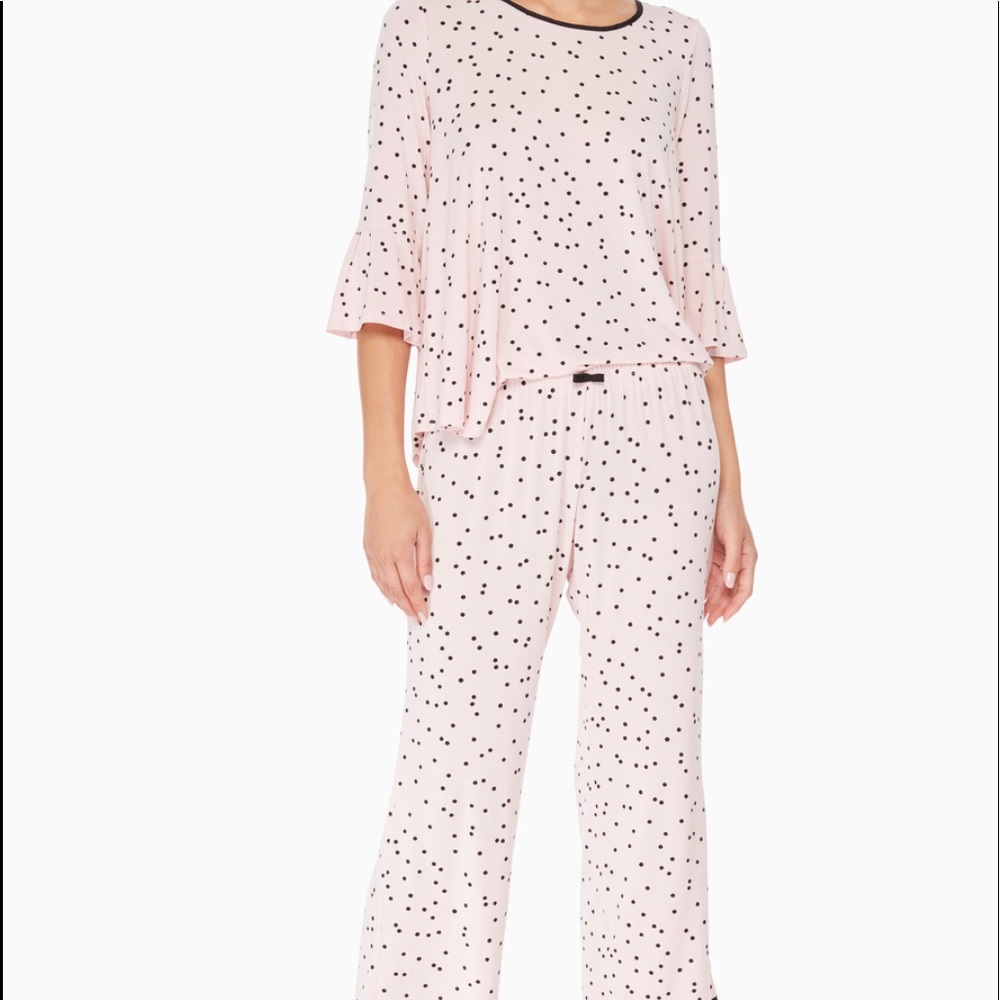 kate spade Pink and Black Polka Dot Pajama Set